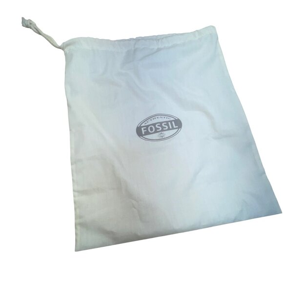 Fossil Women’s Brown Leather Black & White Striped Canvas Crossbody Bag - Picture 16 of 16